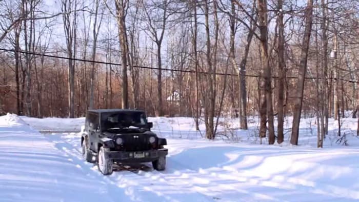 Drive a jeep in the snow